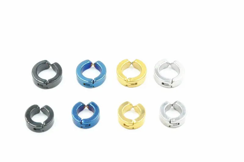 Lot 50pcs Hoop Circle Earrings Men/Women Ear Studs/Earring Stainless Steel No Hole Clip on Hoop Ring PUNK EMO New