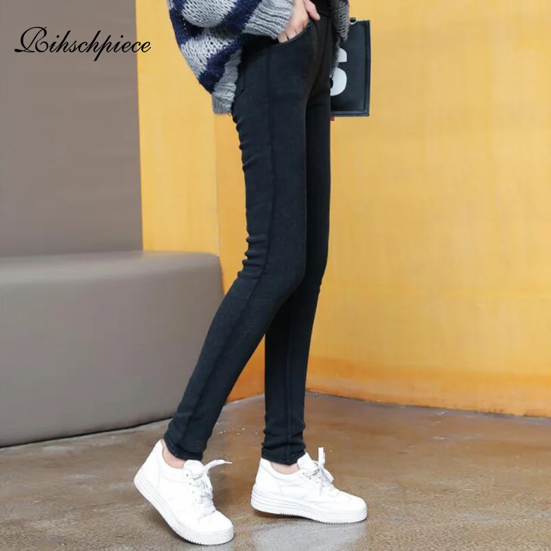 Rihschpiece Plus Size 6XL Velvet Leggings Women jeans Pants Fleece High Waist Thick Jeggings Warm Push Up Trousers RZF1543
