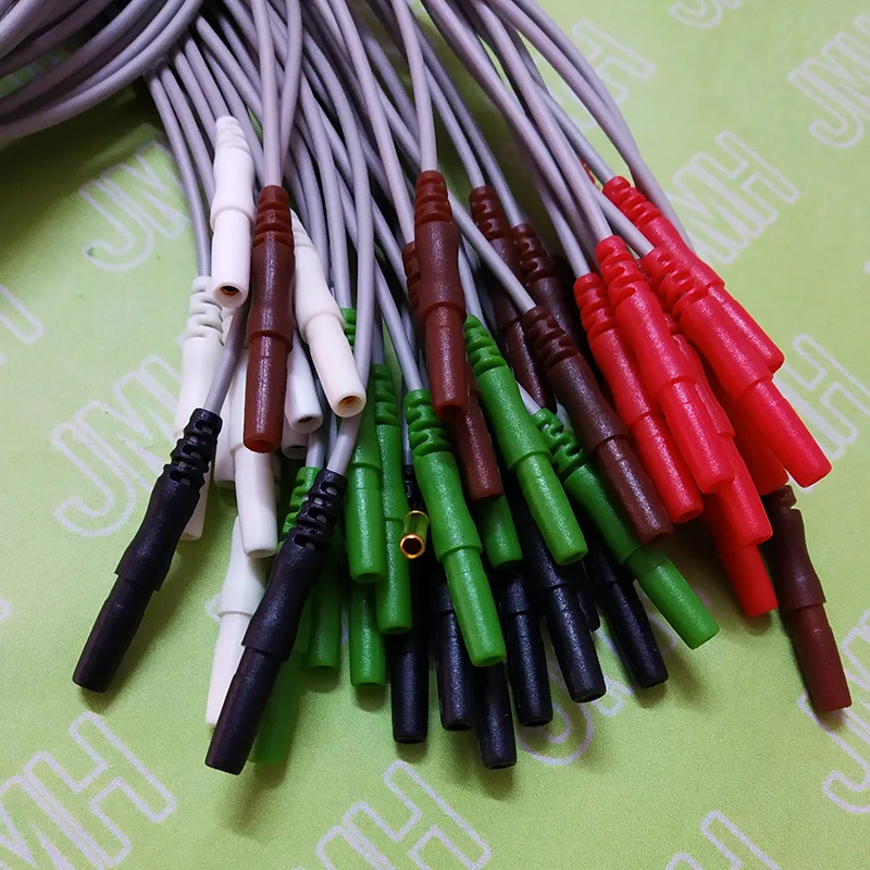 50pcs 1.5mm Din Series ECG AHA 5 lead cable and leadwires,Spo2 sensor,EKG EEG EMG electrode,IBP cable,NIBP cuff,Temprature probe