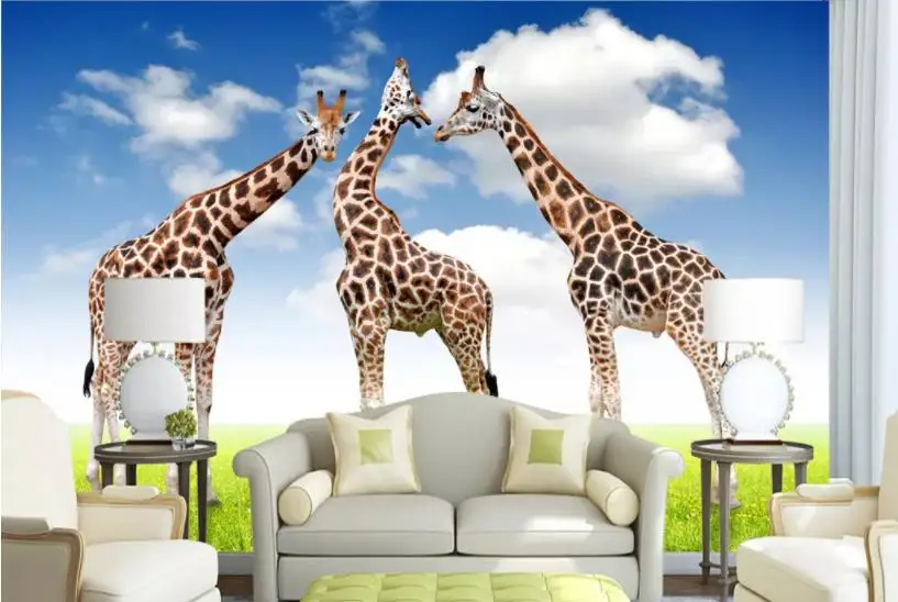 

Photo Wallpaper High Quality 3D Stereoscopic Giraffe 3D TV Bedroom Photo Wall Paper 3D background wall