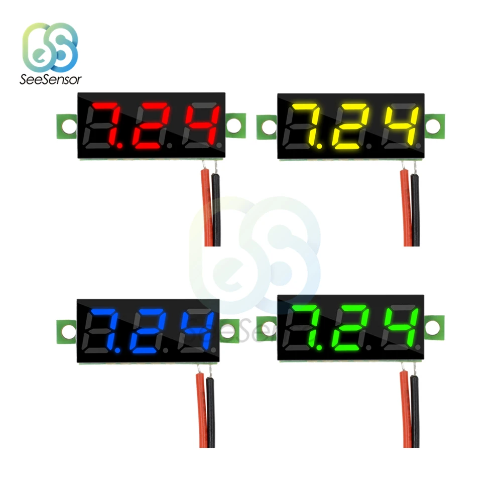 0.28 inch DC 0-100V 12V Mini LED Digital Voltmeter Voltage Meter Panel Volt Tester Detector Monitor Red Green Blue Yellow White