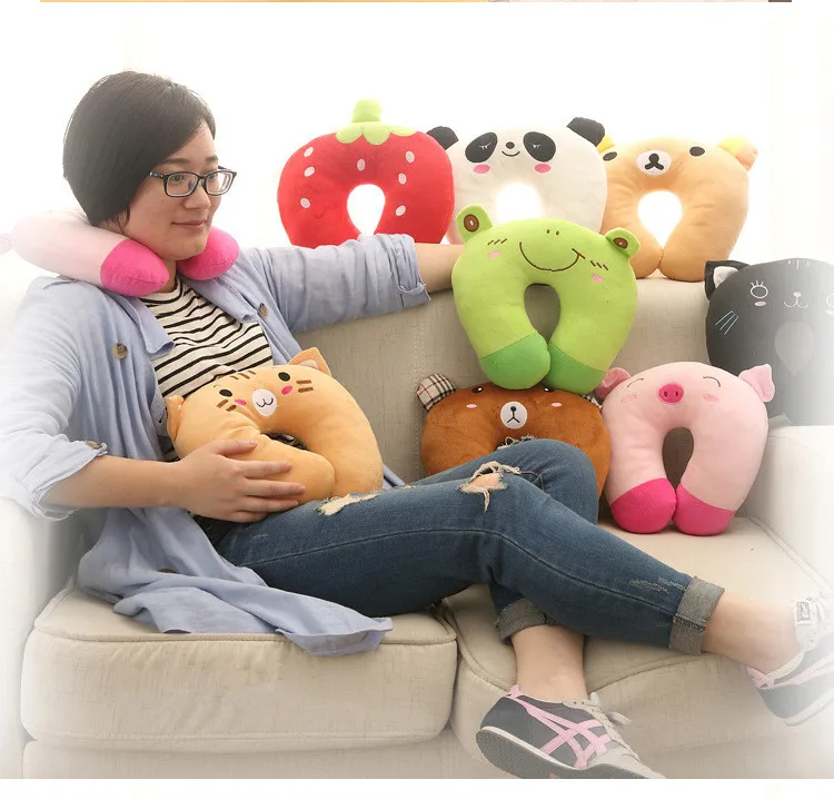 1PC Comfortable Cute Animal U Shape Neck Travel Pillow Rest Cushion for Adults Children Sleeping Easy-Taking Pillow OK 0592