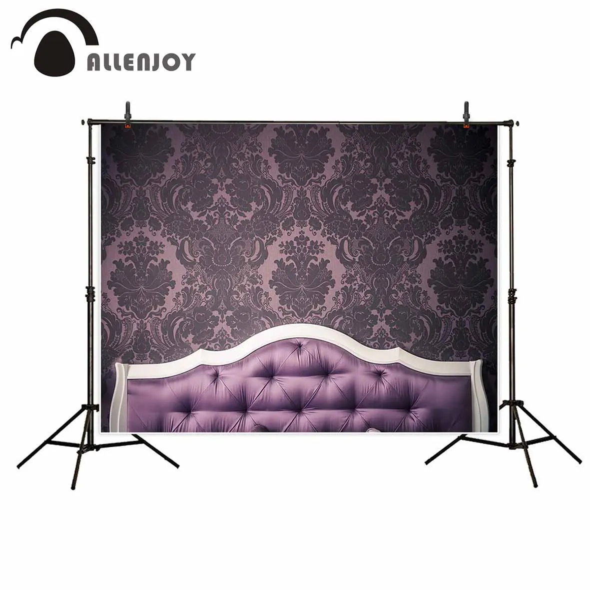 Allenjoy newborn vinyl photography background Purple luxurious damask bedside board children photo studio photocall high quality