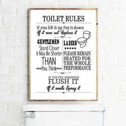 Toilet Rules Wall Art Canvas Painting Modern Funny Bathroom Rules Sign Poster Prints Toilet Humour Picture Bathroom Home Decor