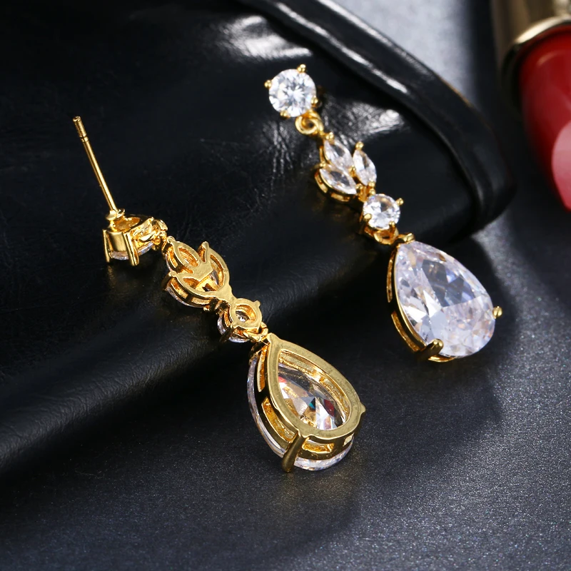 EMMAYA Water Drop CZ Crystal Earrings for Women Vintage Wedding Party Earrings Jewelry brinco feminino Gift