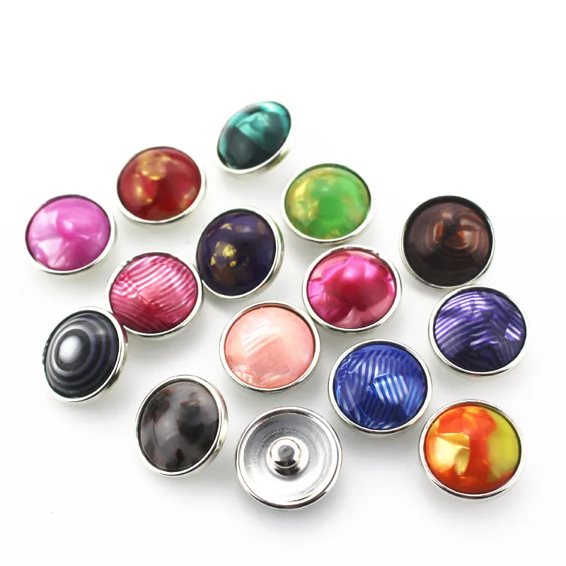 50pcs/lot Mix Color Natural Stone Ginger Snap Buttons Fit 18mm Interchangeable DIY Bracelets&Bangles Charms Jewelry