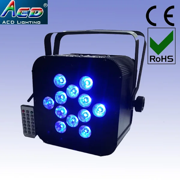 Wholesale 12*5in1 rgbwa 5color remote control battery powered wireless dmx led flat par can light 6pcs*Lot