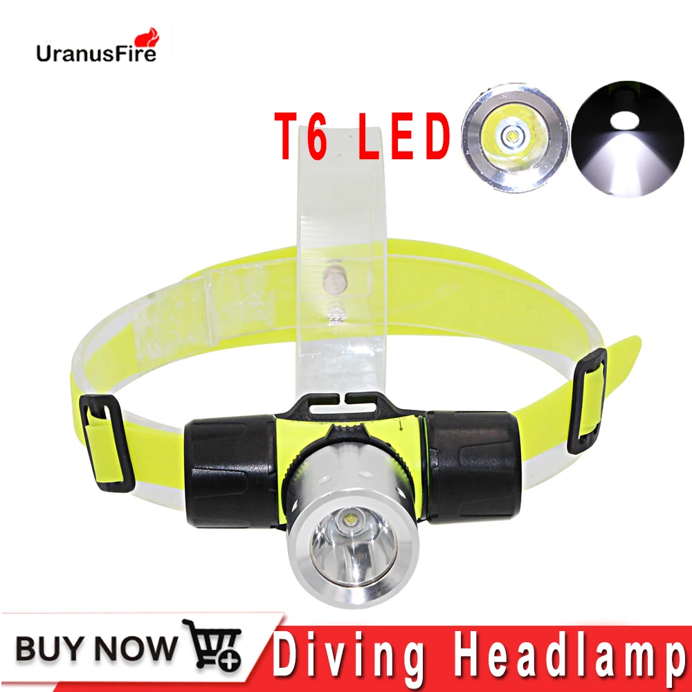 Uranusfire headlamp flashlight Waterproof Diving head lamp T6 LED headlight 18650 battery AAA underwater headlamp for scuba