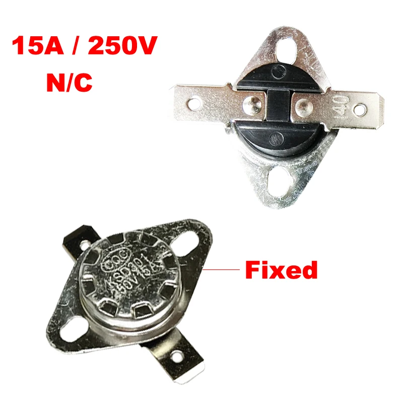 80 85 90 95 100 105 110 Degree Celsius 250V 15A KSD301 Bakelite Flat Fixed Normal Closed NC Themostat Temperature Control Switch