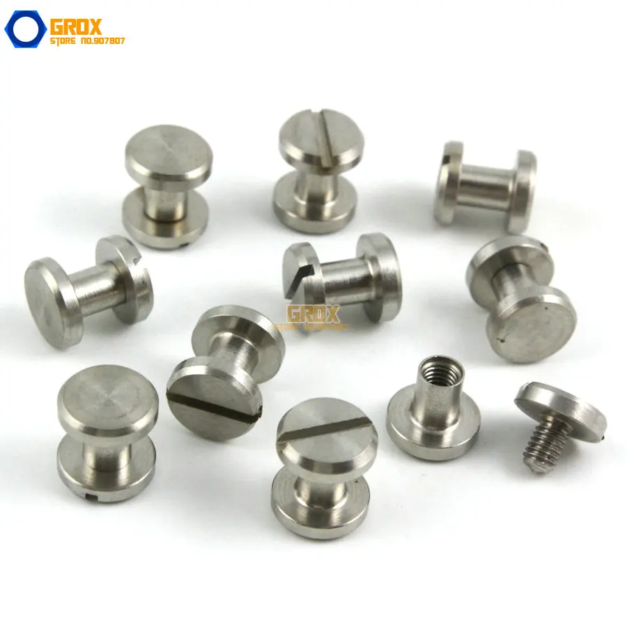 20 Set 8*5mm  304 Stainless Steel Rivet Chicago Screw for Leather Craft Flat Head