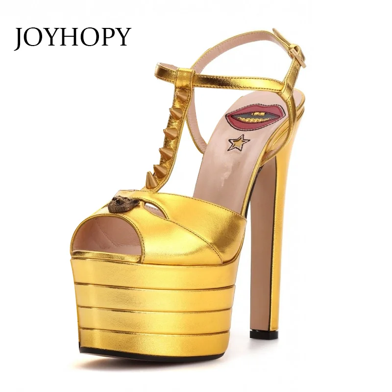 

2019 New Rivet Sandals Women Round-Headed Thin High Heels Shoes Fashion Woman Big Size 33- 42 Party Dress Sandalias WS1893