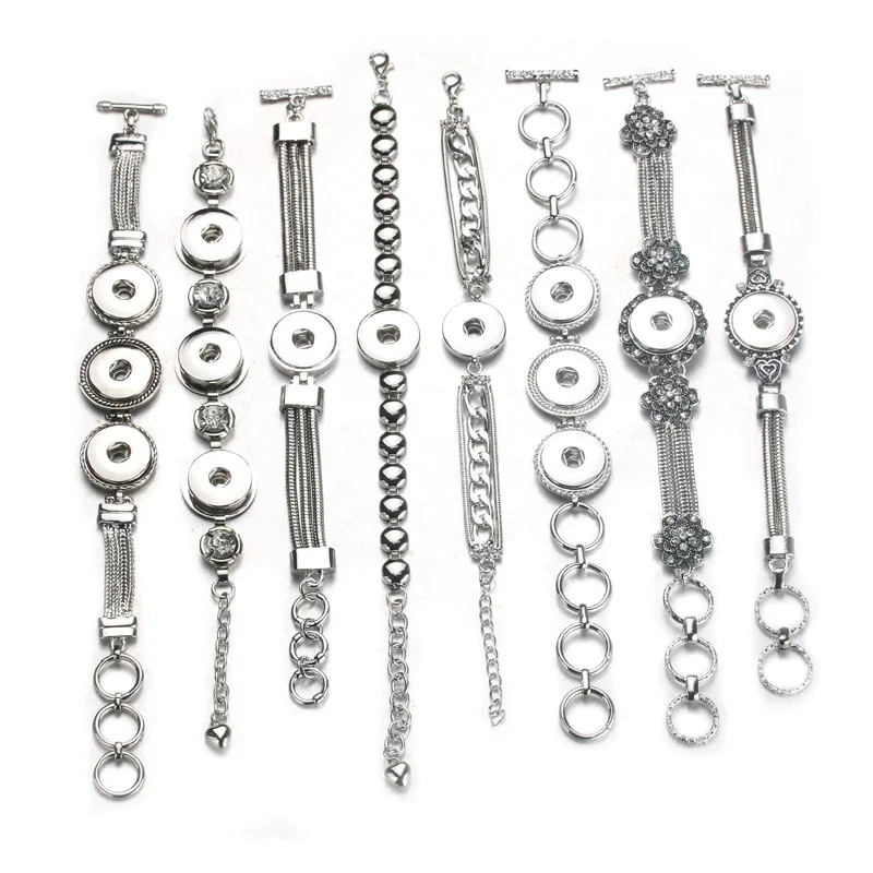 MIX Style Random Newest Boom Life Snap Button Bracelet&Bangles Vintage Charm Metal Bracelets 18mm Snap Button Jewelry 6933