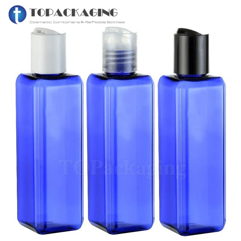 

30PCS-100ML Press Screw Cap Bottle,Blue Plastic Cosmetic Container,Empty Serum Sub-bottling,Sample Shampoo Bottle,Square Bottle