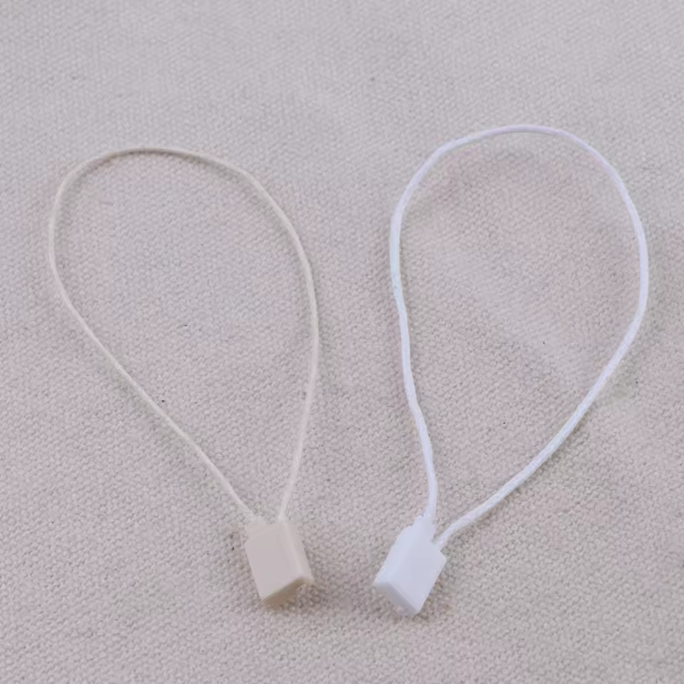 100PCPlastic 교수형 태그 씰 문자열 총알 플러그 왁스 라인 코드 스냅 헤드 루프 잠금 버클 패션 가방 가격 태그 로프 패스너