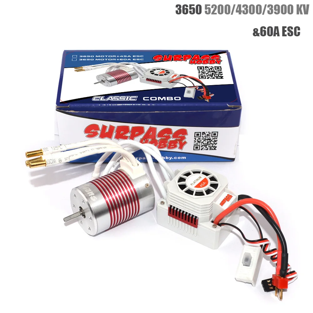 

Platinum Waterproof 3650 4300KV 3900KV 5200KV Brushless Motor with 60A ESC Kit for 1/10 RC Car Truck Toy