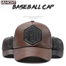 JAMONT High Quality Autumn Winter Hats PU Leather Baseball Cap for Men Snapback Hat Gorras Letter Hip Hop Hat Outdoor Casquette