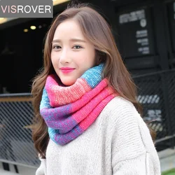 VISROVER Autumn Lic Winter Scarf Snood for Women Warm Infinity Snood Ring Loop Scarf Fashion Unisex Circle Kniited Neckchief