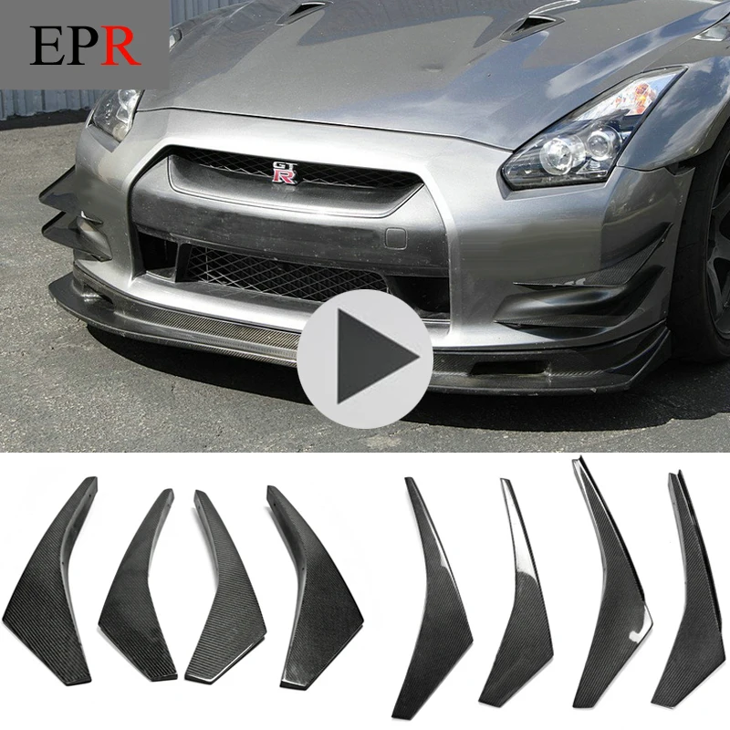 

Carbon Fiber Front Bumper Canard Glossy Finish Racing Lip Part Splitter Kit Fit For Nissan R35 GTR Early(For OEM Front Bumper)