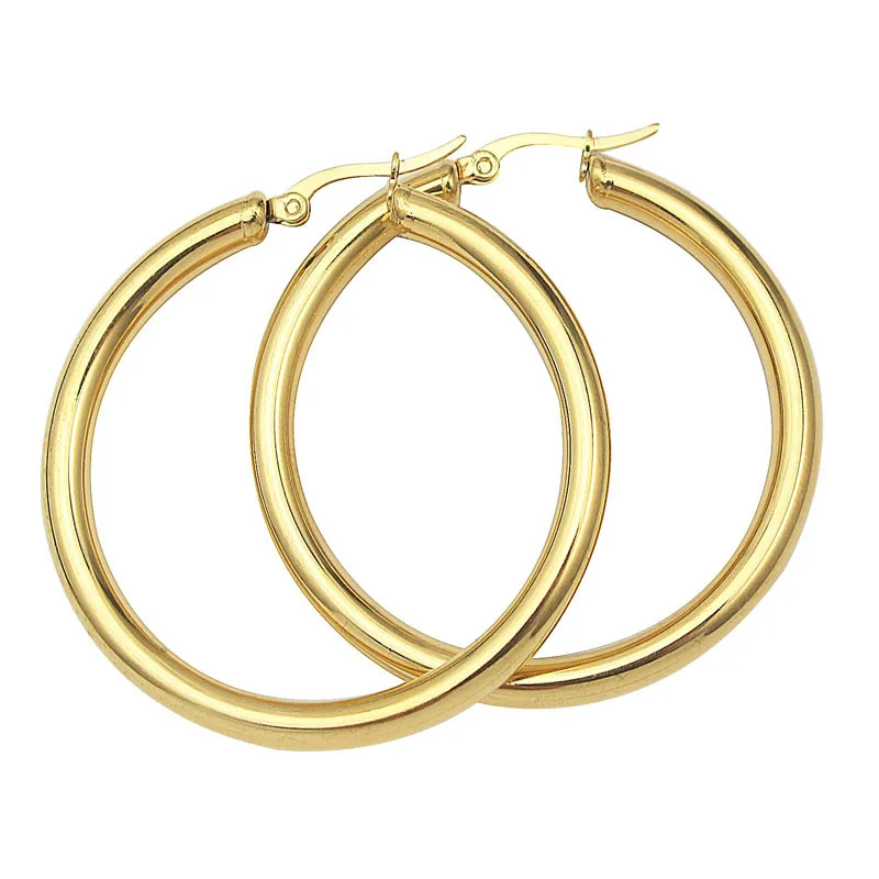 Fashion Hoop Earrings For Women Men Smooth Exaggerated Big Circle Earings Simple Gold Color Jewelry Present