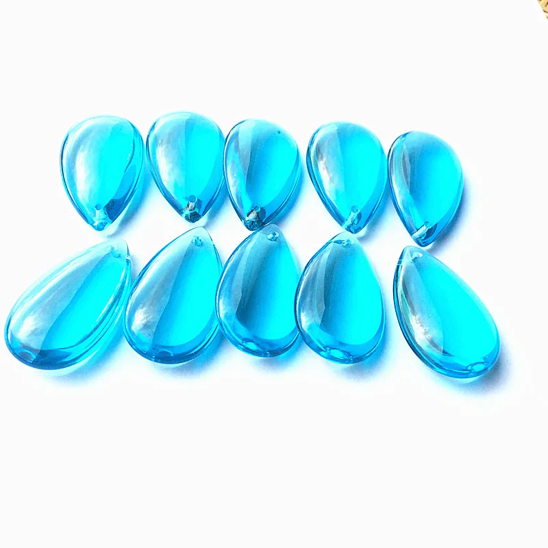 

20 шт./лот, 38 мм, разноцветные стеклянные гладкие подвески в виде капель воды (бесплатные кольца), украшения для рождественской елки, бусины, аксессуары для штор