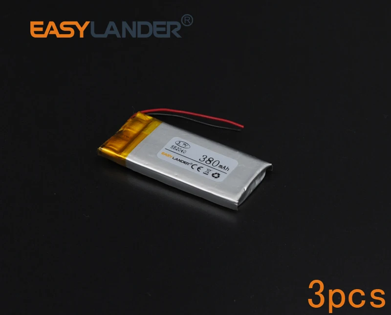 3pcs/Lot  3.7V 380mAh 552040 Rechargeable Lithium Li-ion Polymer Battery