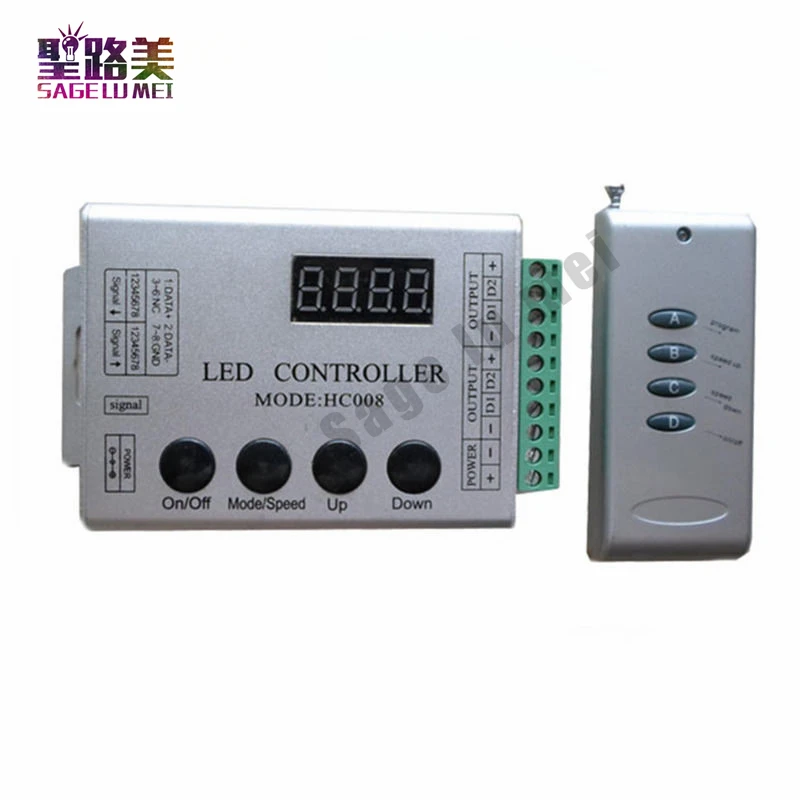 

DC5V-24V 4Keys RF Remote RGB LED Controller HC008 Magic Dream Color RF 133 effect modes DC12V WS2811 1903 For LED Strip Lighting