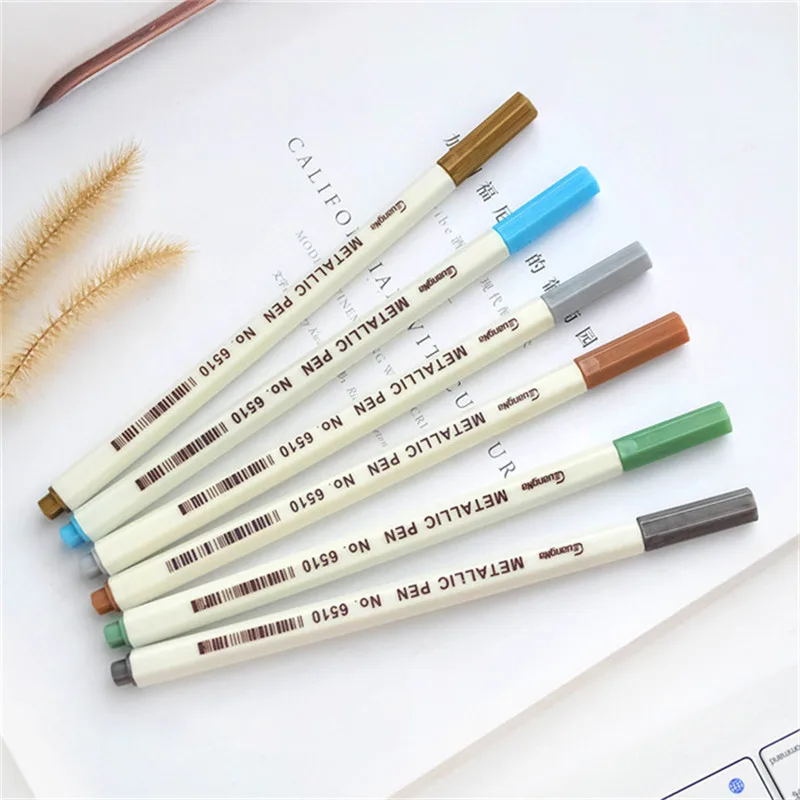 10 Colors Set Metallic Mark Pen Waterproof Permanent Oil Student Artist Drawing Painting Pen School Office Supply Stationery