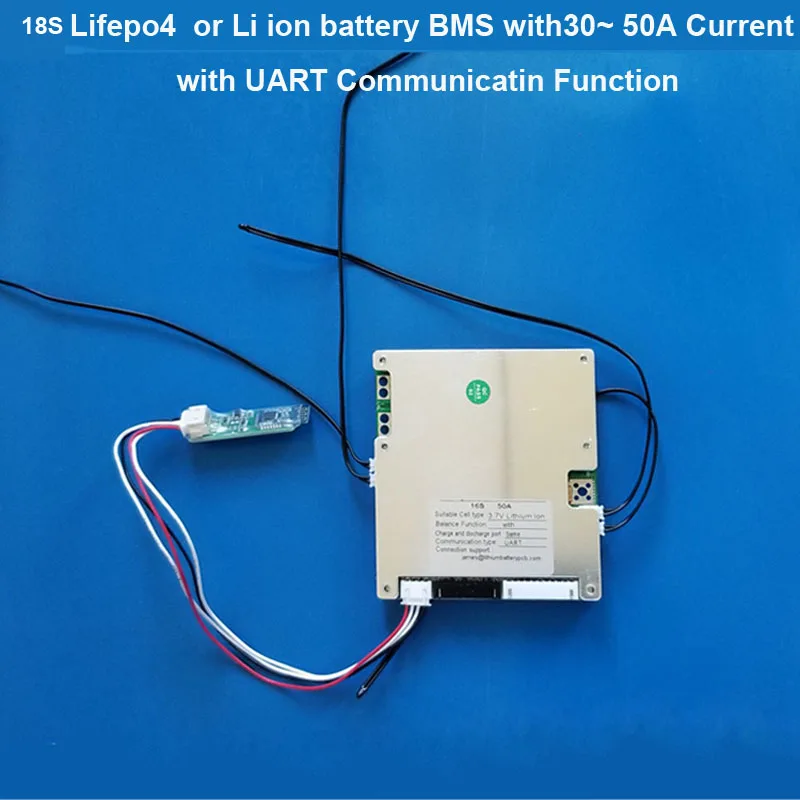 18S Lithium  Smart bms or  Lifepo4 battery bluetooth pcb with uart communication with 30A to 50A current app and pc smart board