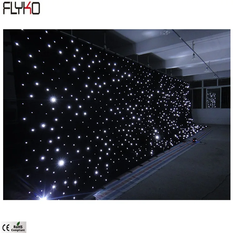 

Led resistance and durable marley white 4x6m DMX function flexible led star curtain cloth fabric wedding backdrop DJ