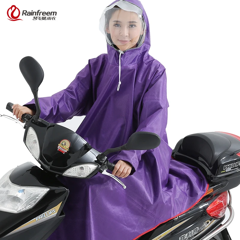 

Rainfreem Men/Women Impermeable Electromobile/Bicycle Rain Poncho Thick Raincoat Double Transparent Hood Rain Gear Rain Coat