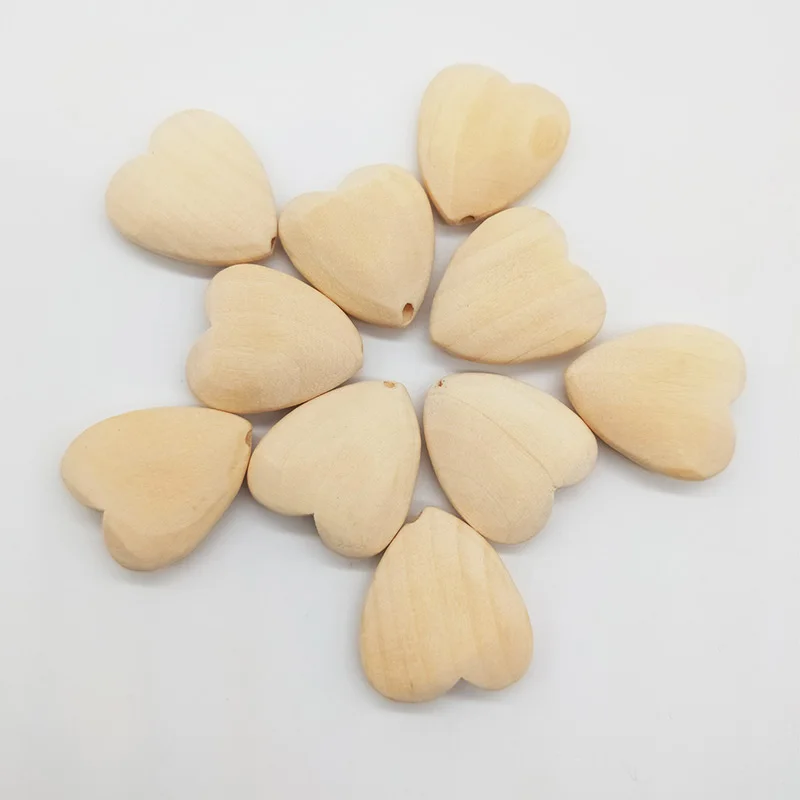 10Pcs/Pack Heart-shaped Wood Spacer Bead Natural Wood Color Eco-Friendly Wooden Beads DIY Jewelry Making handmade