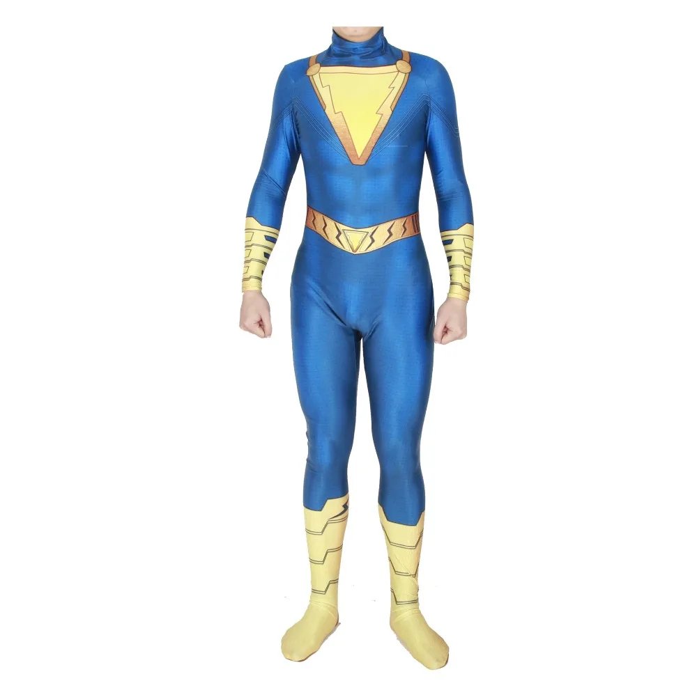 New Shazam Captain Cosplay Costume Zentai Superhero Bodysuit Suit Halloween Costume Jumpsuits Cloak Hot Sale