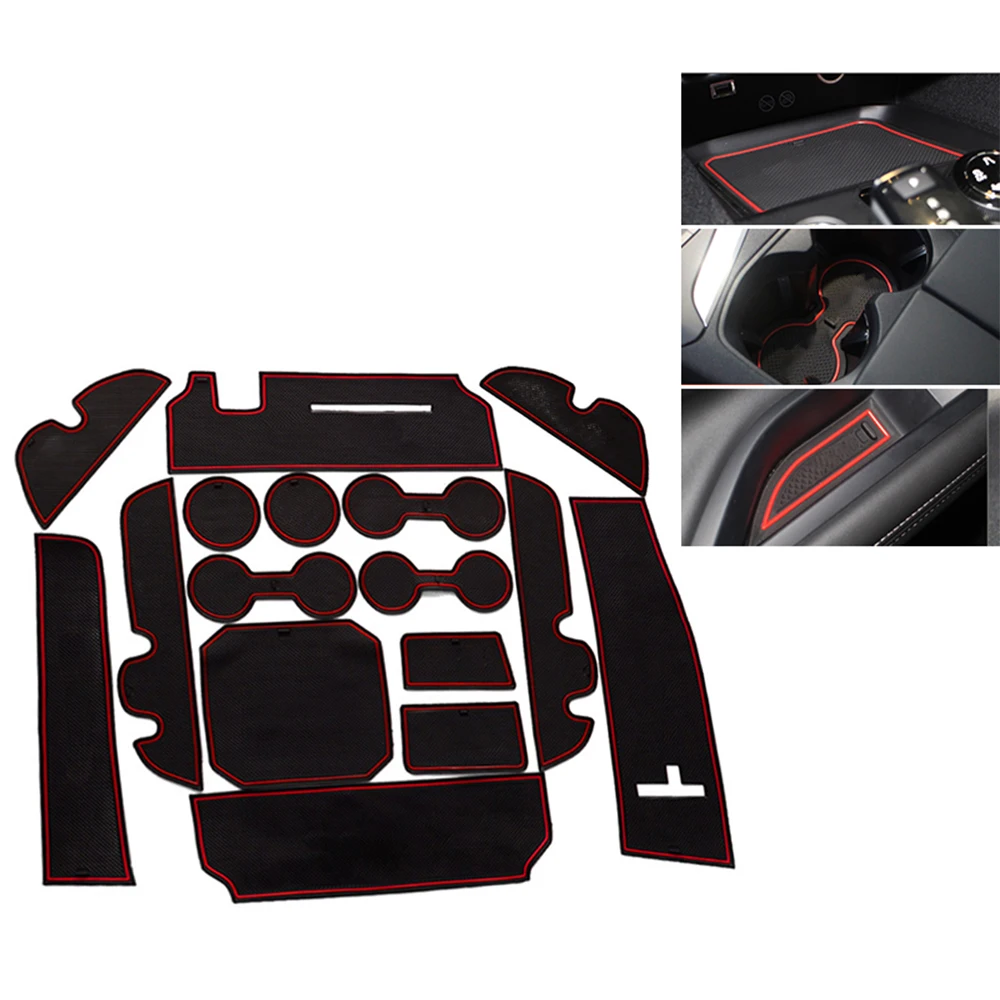 Anti-Slip Gate Slot Mat Rubber Coaster for Toyota Highlander 2014 2015 2016 2017 2018 2019 XU50 Kluger Accessories Car Stickers
