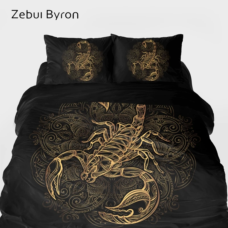 

3D Bedding sets luxury,bed Set King/Queen/Custom Size,duvet cover set Black gold Scorpion,Blanket/Quilt Cover Set,Drop Ship