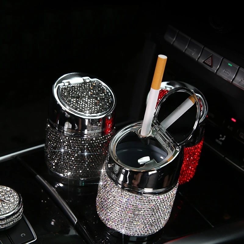 

2019 New Rhinestone Diamond Car Portable Ashtray Auto Interior Cigarette Cylinder Cup Holder cap cover for Ford/Hyundai/Opel/Kia