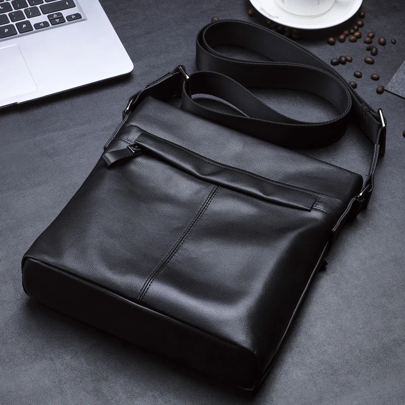 Wmnuo 2023 New Fashion Men Bag Shoulder Bag Genuine Leather Men Handbag Soft Cowhide Leather Crossbody Business Bag High Quality