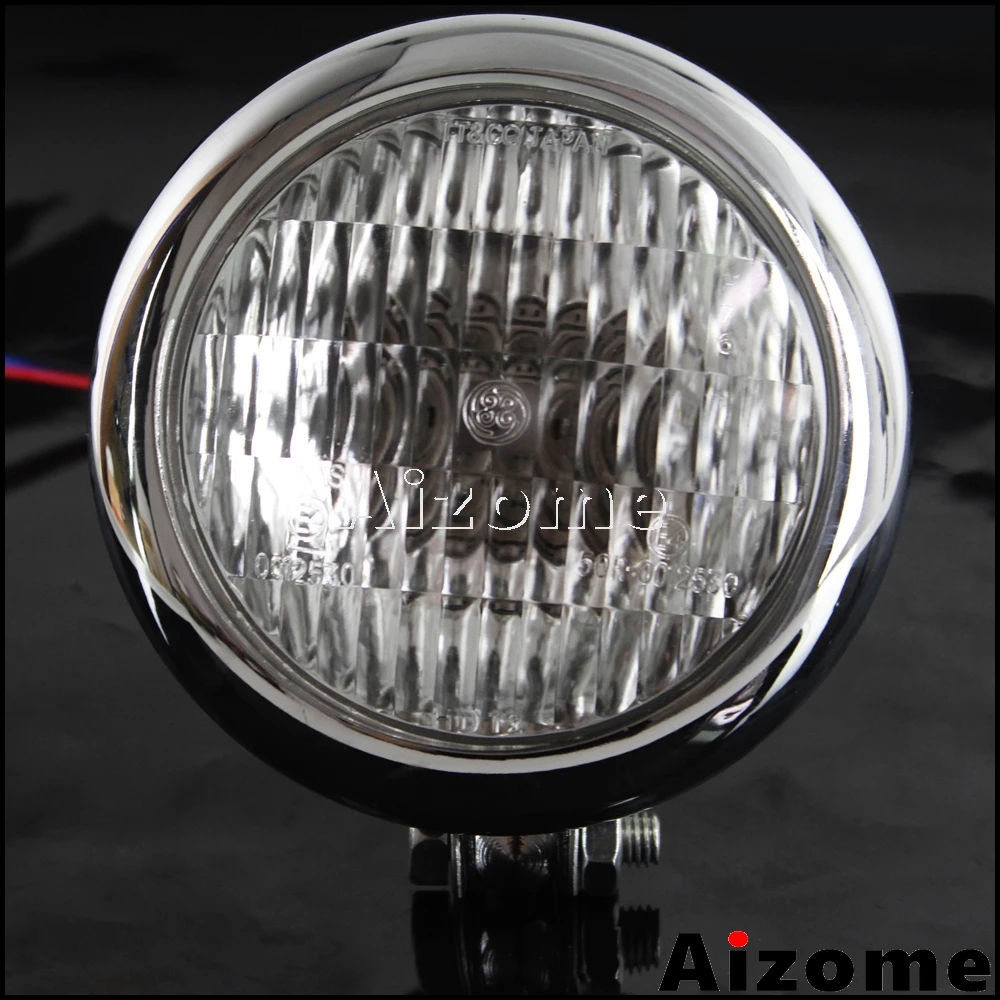 For Harley TRI XS650 Retro Headlamp Chrome Front Headlight Motorcycle 12V H4 Headlight For BSA Cafe Racer Bobber Chopper Custom