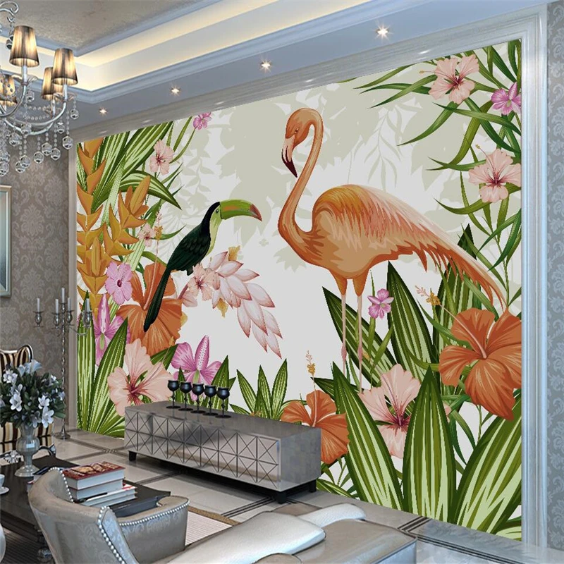 beibehang Asian flamingo wall paper 3d mural decor picture backdrop wallpaper living room photo hotel Restaurant wall painting