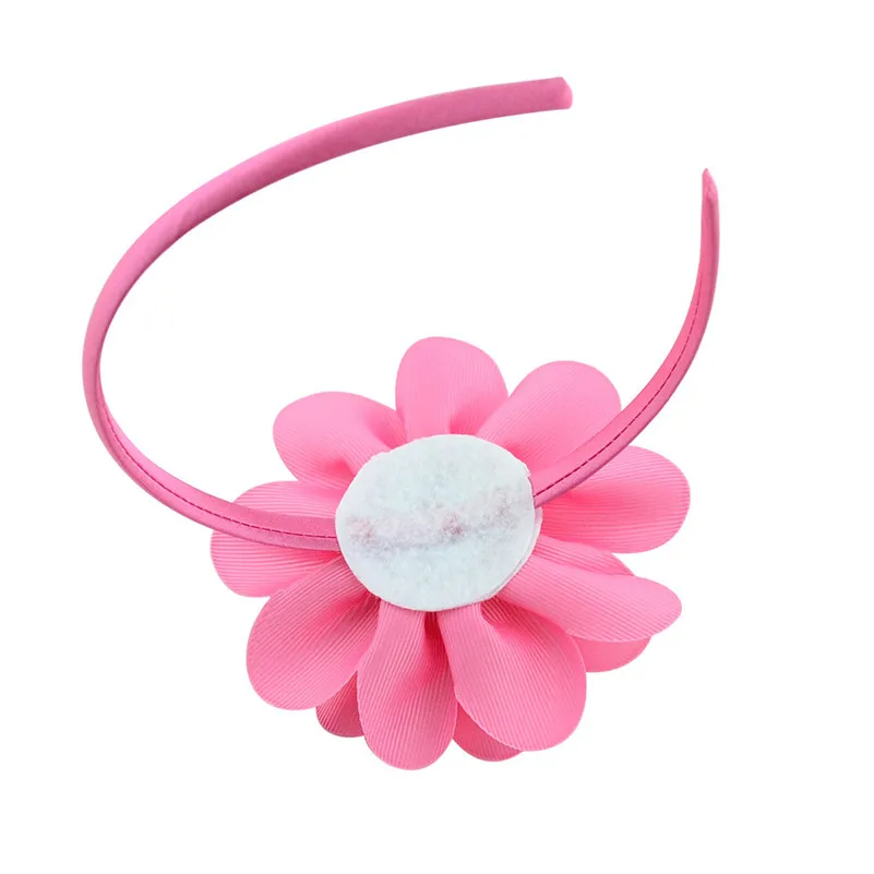 4.5 Inch Women Solid Color Large Flower Hairbands Headband Hair Bow Grosgrain Ribbon Handmade Headwear Girls Hair Accessories