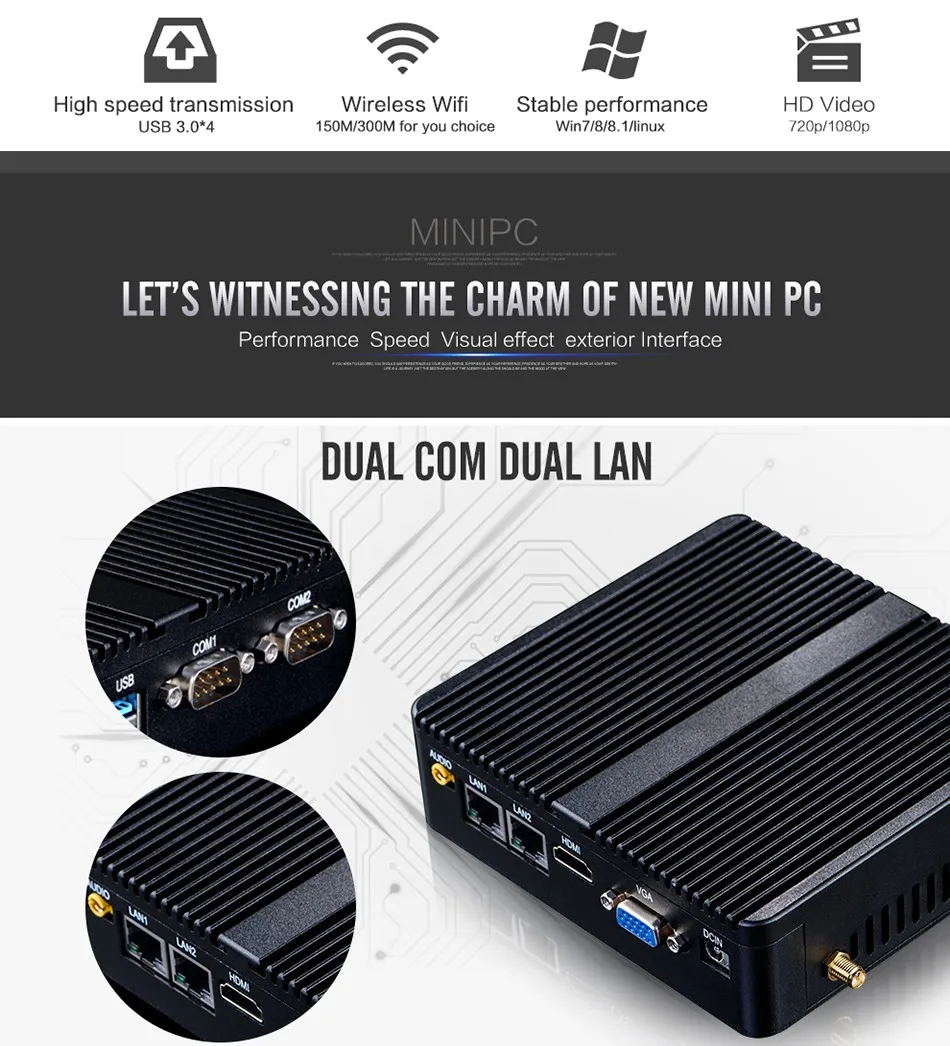 Imagem -03 - Xcy-htpc Mini pc J4125 Celeron 2955u 3805u Quad-core Dual Lan com Computador Fanless Core i5 4200u Windows 10 Wi-fi Hdmi