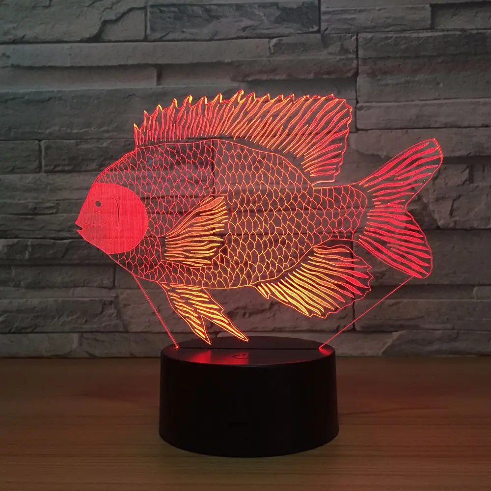 

Fish Colorful 3d Light Night Acrylic Visual Remote Touch Switch Lovely 7 Color Change 3d Lamp Power Bank Led Nightlight