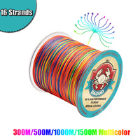 300M/500M/1000M/1500M Braided Fishing Line 16 Strands PE Braid Multicolor Super Power Japan Multifilament Line for Crap Fishing