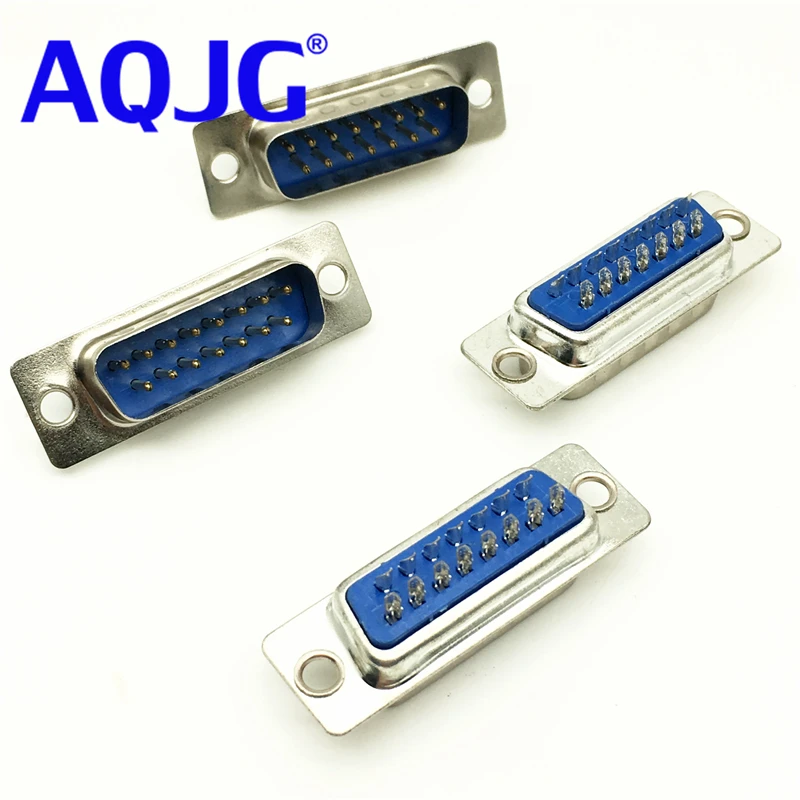 100pcs/lot DB15Serial Port Connector DB15 female socket / Plug connector 15pin copper  COM socket adapter db15 Male