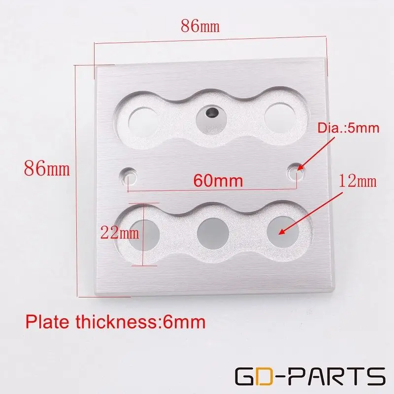 86x86mm CNC Machined 6 Holes Full Aluminum Wall Plate Connector Board For Mounting Binding Post RCA Jack Socket HIFI AUDIO DIYx1