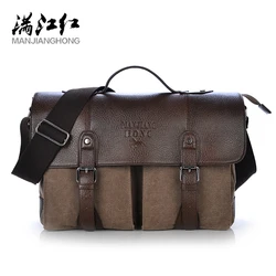 Manjianghong 2023 Canvas Men Messenger Bag Fashion Retro Briefcase Men Tote Vintage Men Shoulder Bag Large Capacity Male Handbag