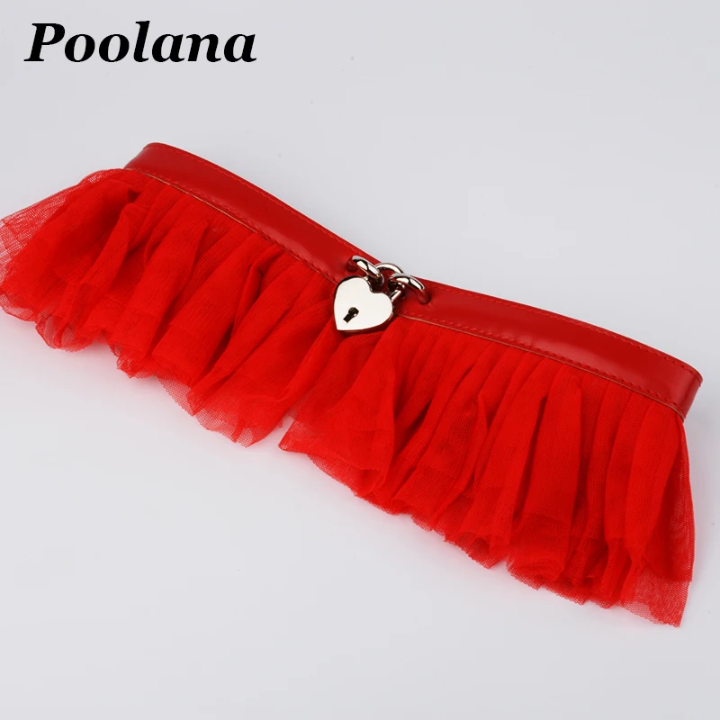 Tenue Cosplay Lolita Kawaii, harnais au ras du cou, soutien-gorge en cuir PU, ceinture à taille supérieure, ceintures Tutu à volants cloutées, 1 ensemble = 6 pièces