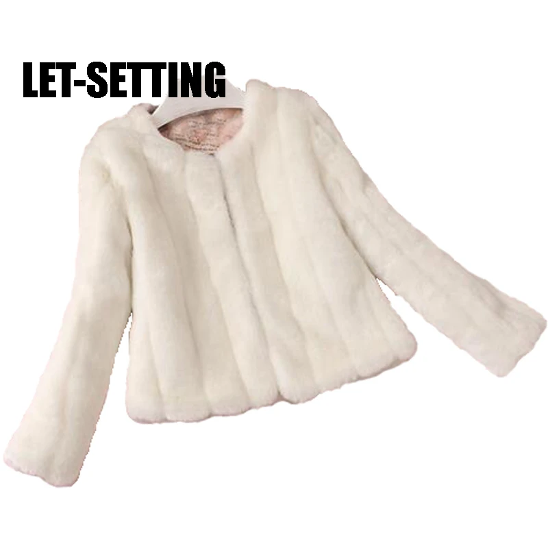 LET-set – manteau d'hiver en fourrure de lapin, nouvelle collection coréenne, en cuir, peluche d'herbe, grande taille, pour femmes