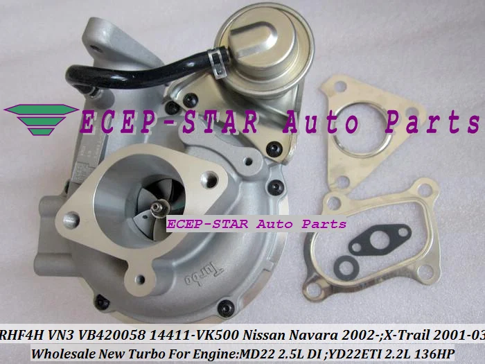 Free Ship RHF4H VN3 14411-VK500 14411 VK500 VB420058 Turbo Turbocharger For NISSAN Navara MD22 2.5L 02- X-Trail Di YD22ETI 2.2L