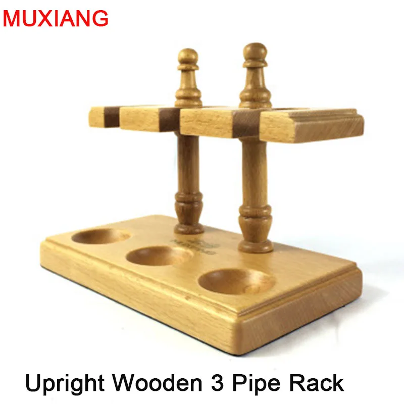 

MUXIANG Smoking Tools Fittings Handmade Solid Wood Straight Line Vertical 3 Pipes Rack Portable Shelf For Tobacco Pipes fa0055