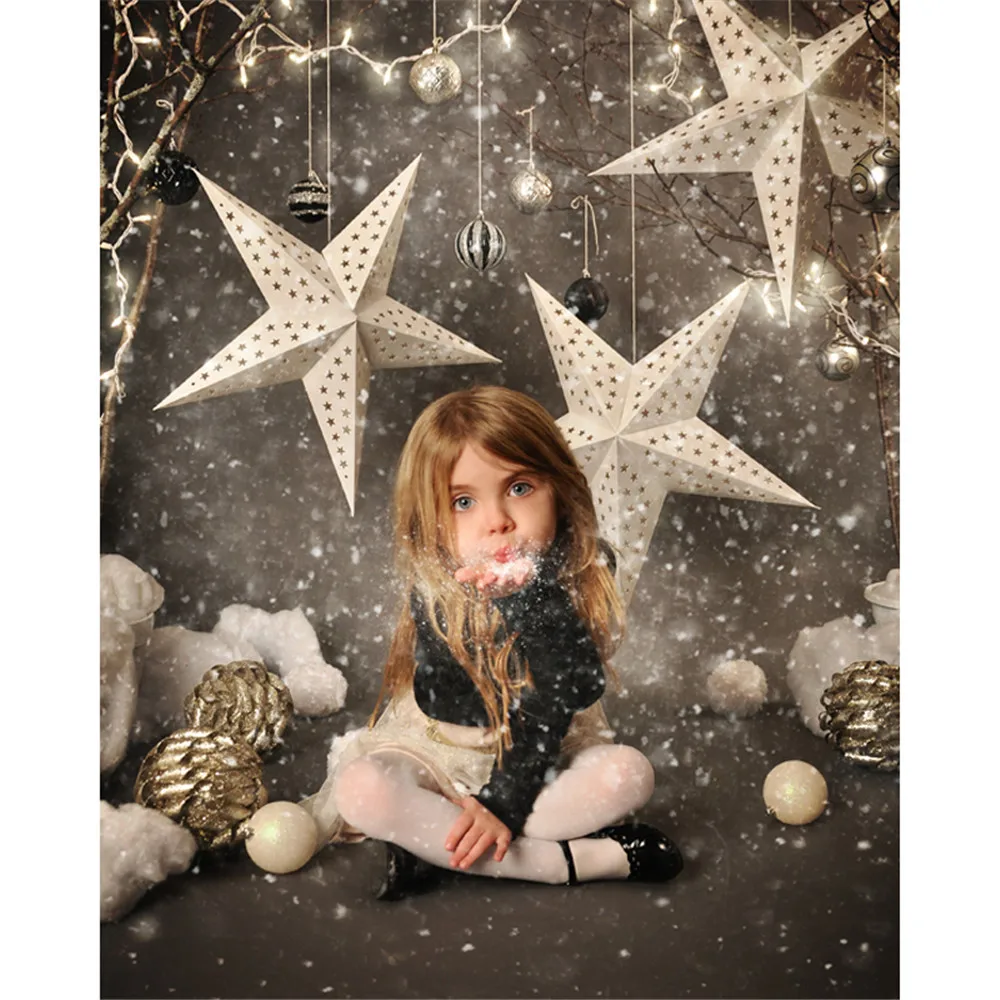 

Digital Printed Stars Balls Kids Christmas Photo Background Newborn Baby Shower Props Merry Xmas Photography Backdrops Vinyl